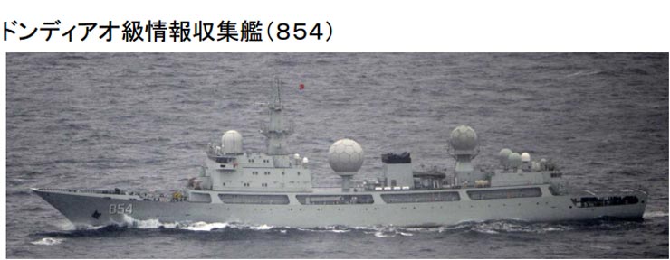 日本自卫队拍摄的中国海军侦察船影像